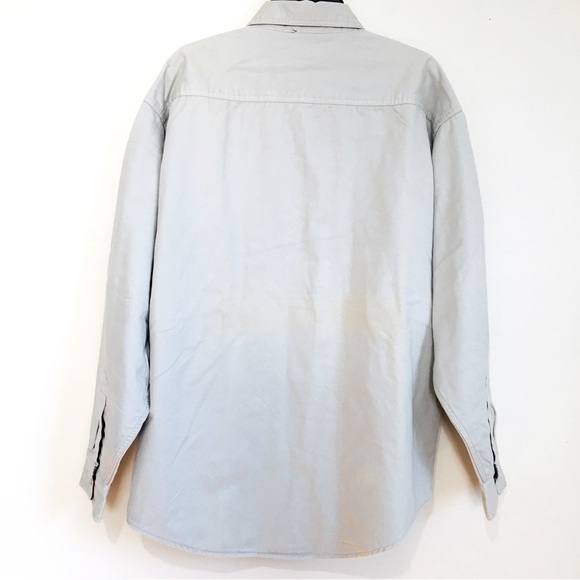 J. G. Hook Men's beige button up long sleeve cotton shirt jacket - Picture 2 of 15